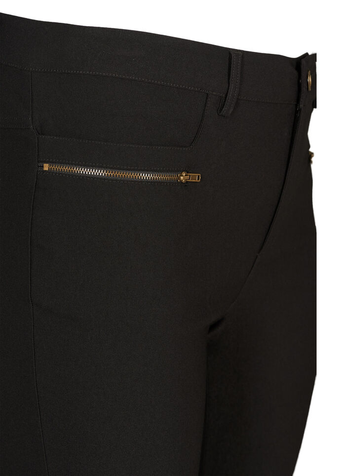 Close-fitting trousers with zip details, Black, Packshot image number 2