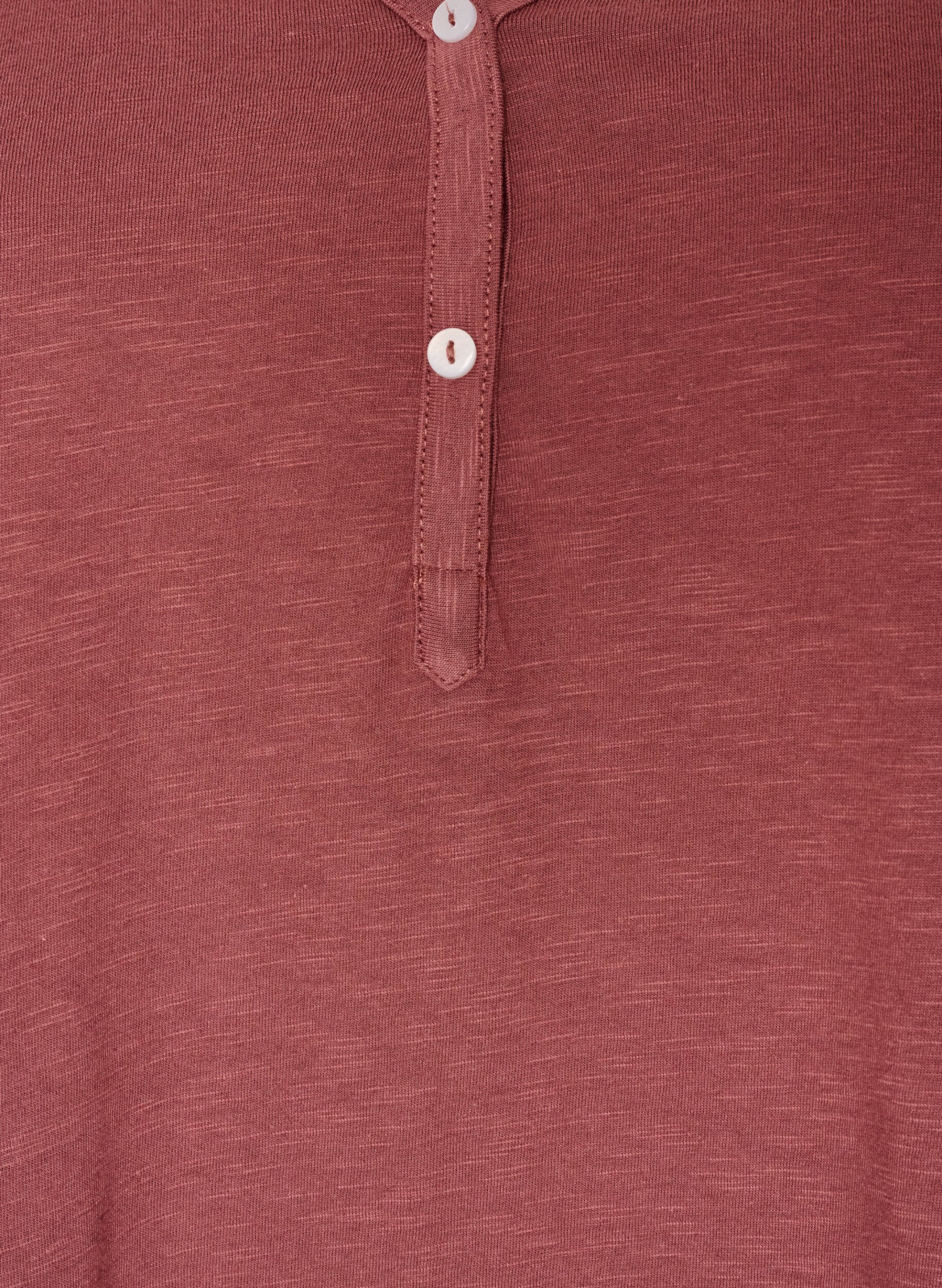 ZizzifashionLong-sleeved t-shirt with V-neck and buttons, Brown, Packshot image number 2