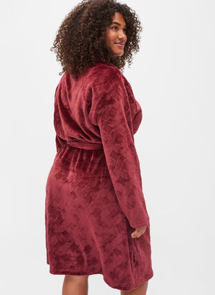 Dressing gown with zip and pockets, Rose, Model image number 1