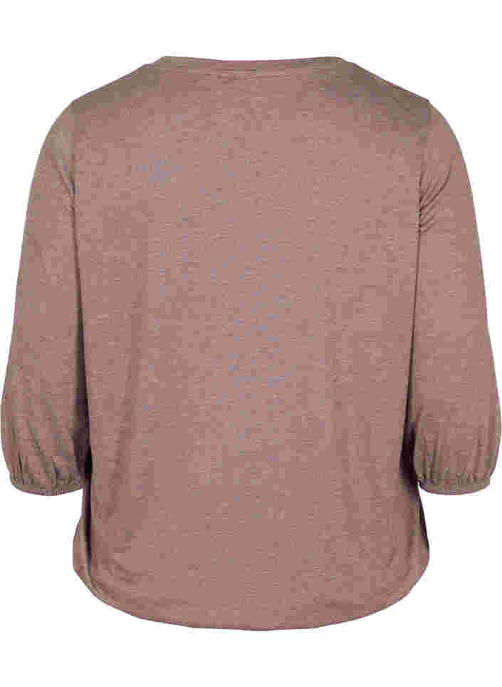 Plain blouse with 3/4 sleeves, Chestnut Mel., Packshot image number 1