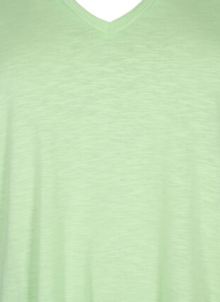 Short-sleeved basic t-shirt with v-neck, Paradise Green, Packshot image number 2