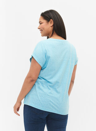 Melange t-shirt with short sleeves, Blue Atoll Mél, Model image number 1
