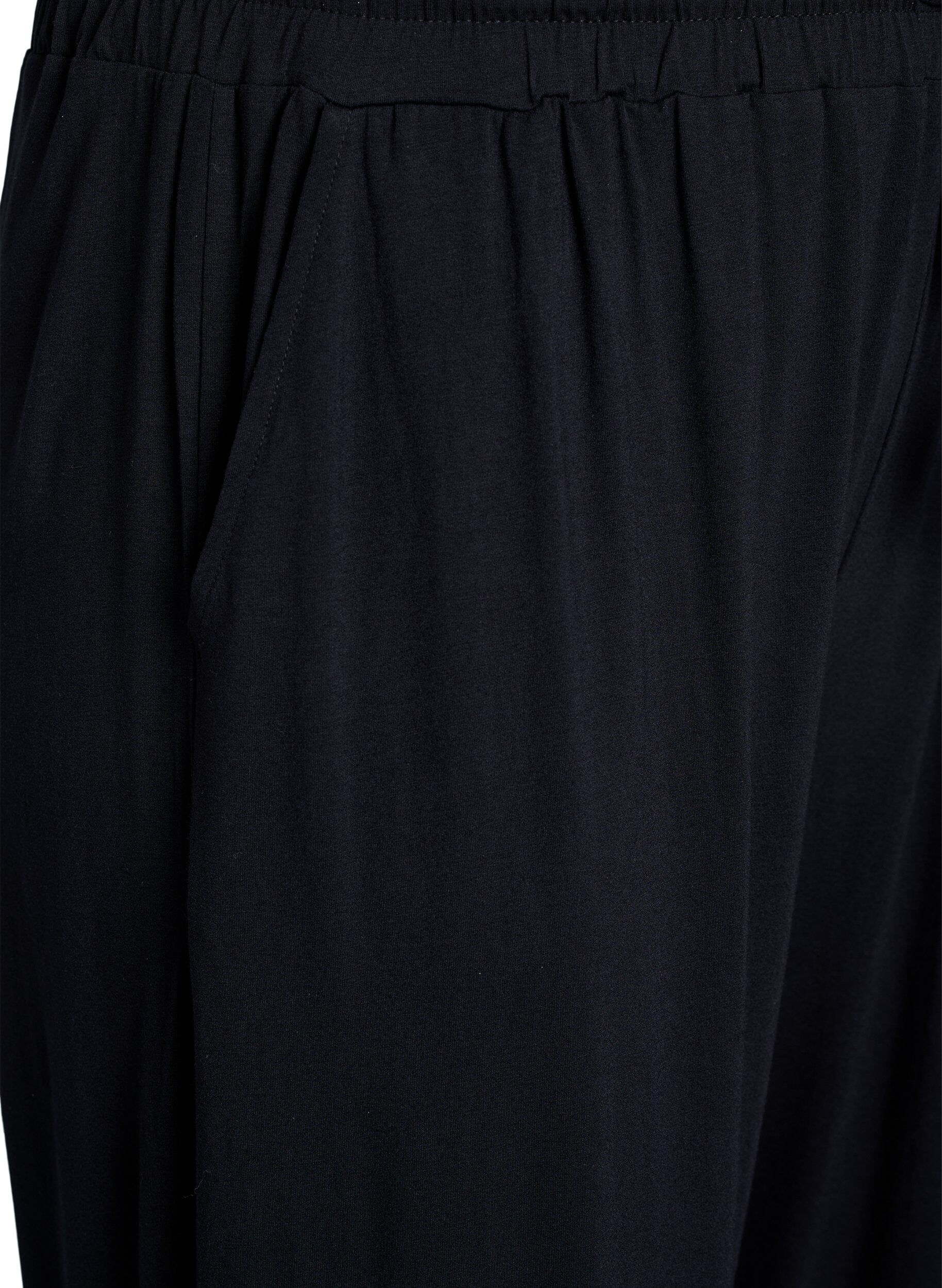 Zizzifashion Loose night trousers in viscose jersey with pockets, Black, Packshot image number 2