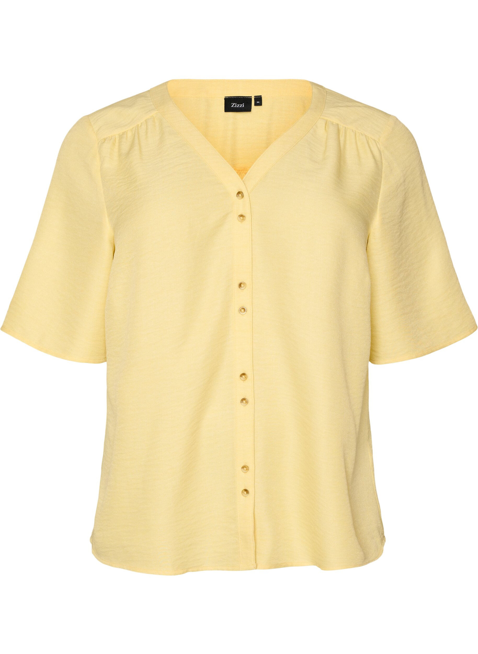 V-neck shirt blouse with short sleeves
