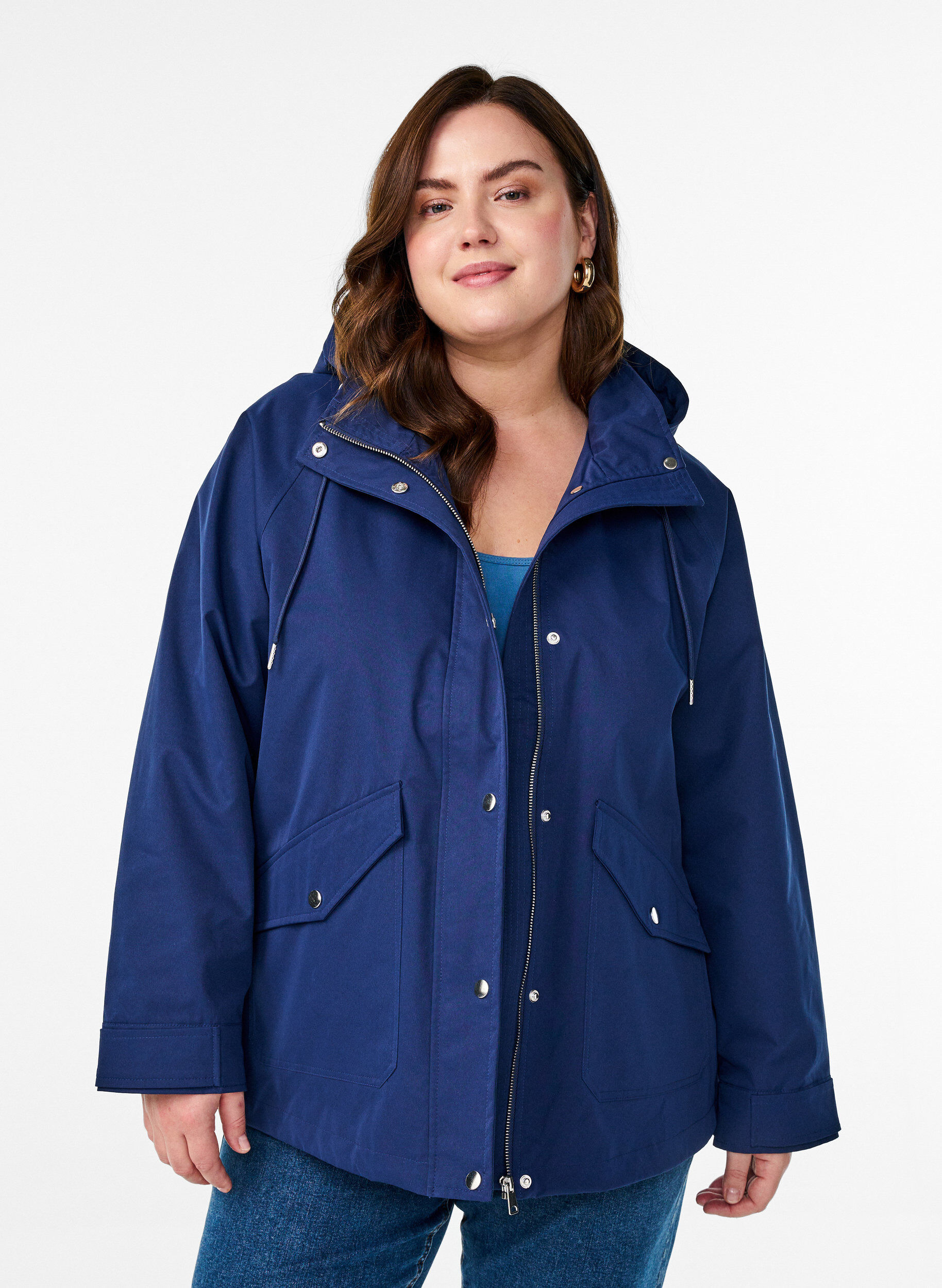 ZizzifashionShort spring jacket with detachable hood, Blue, Model image number 0
