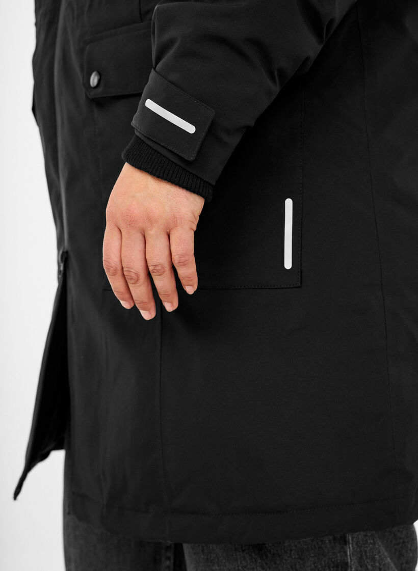 Practical winter jacket with hood and pockets, Black, Model image number 3