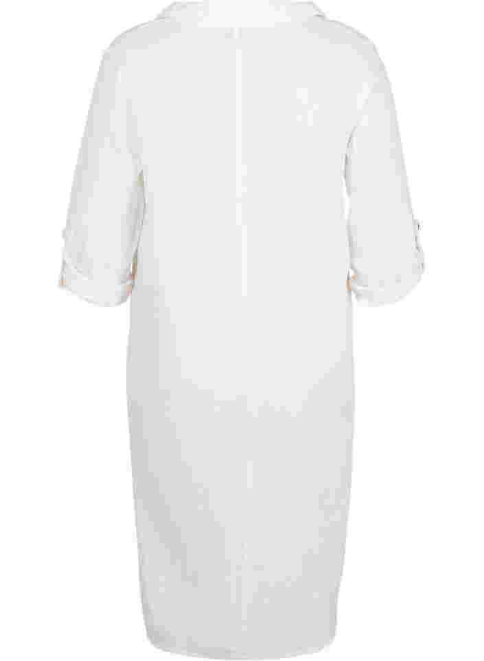 Dress with V neckline and collar, White, Packshot image number 1