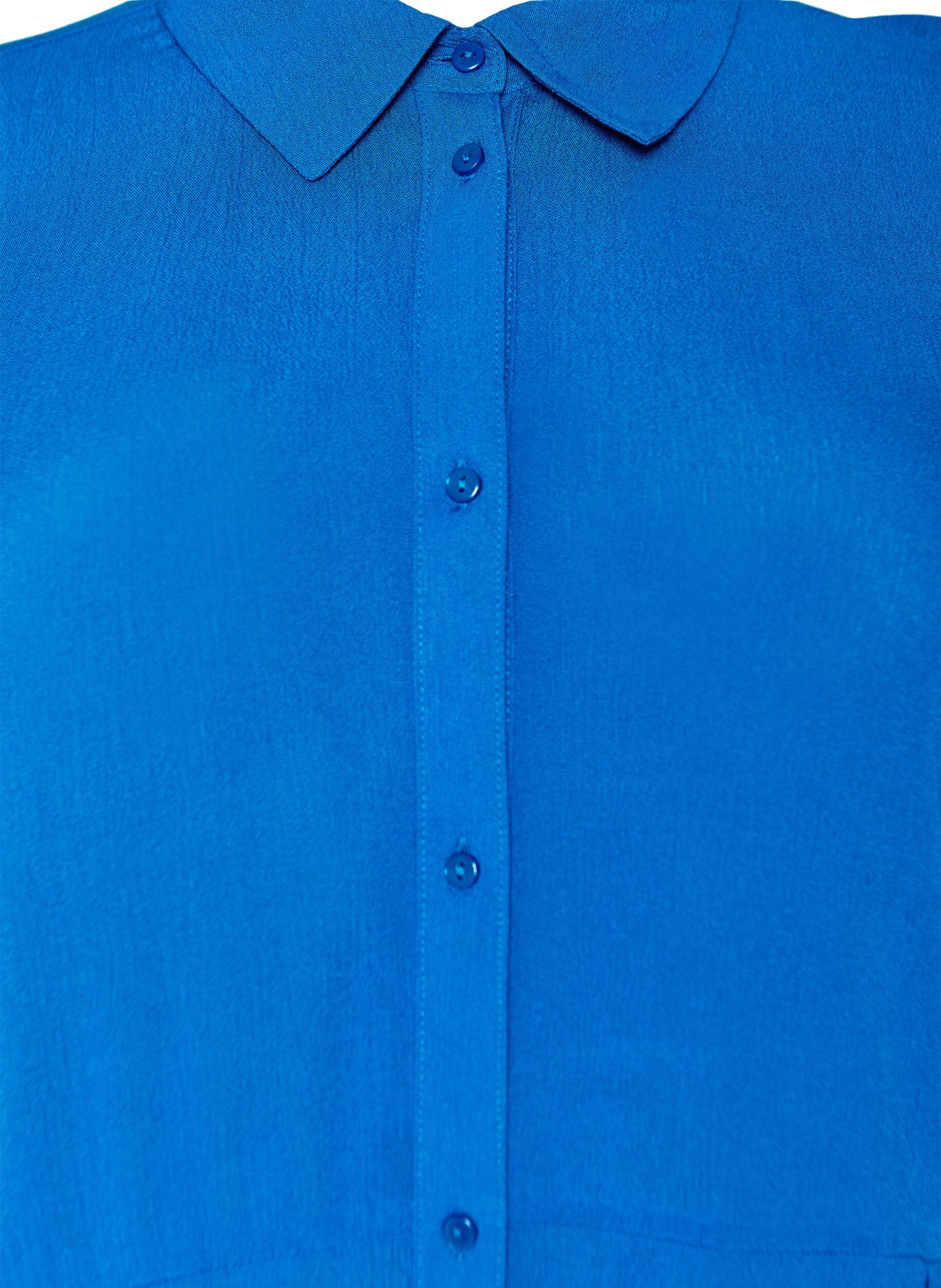 ZizzifashionMidi shirt dress with short sleeves, Blue, Packshot image number 2