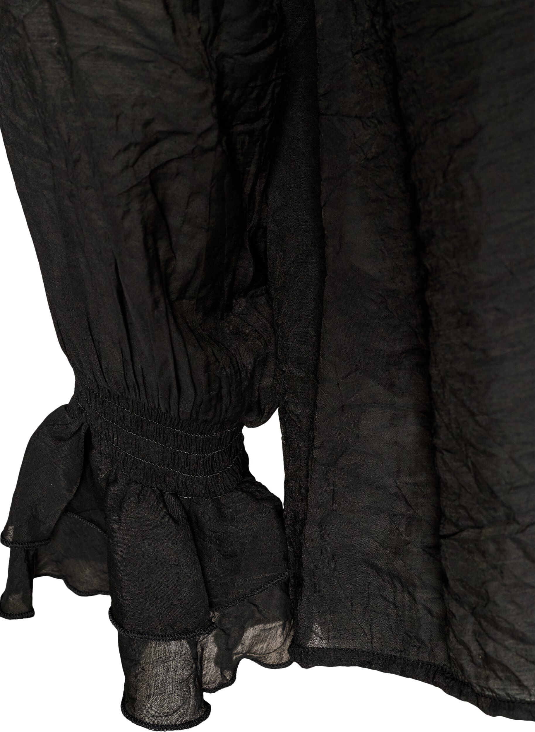 ZizzifashionViscose blouse with ruffles and long sleeves, Black, Packshot image number 3