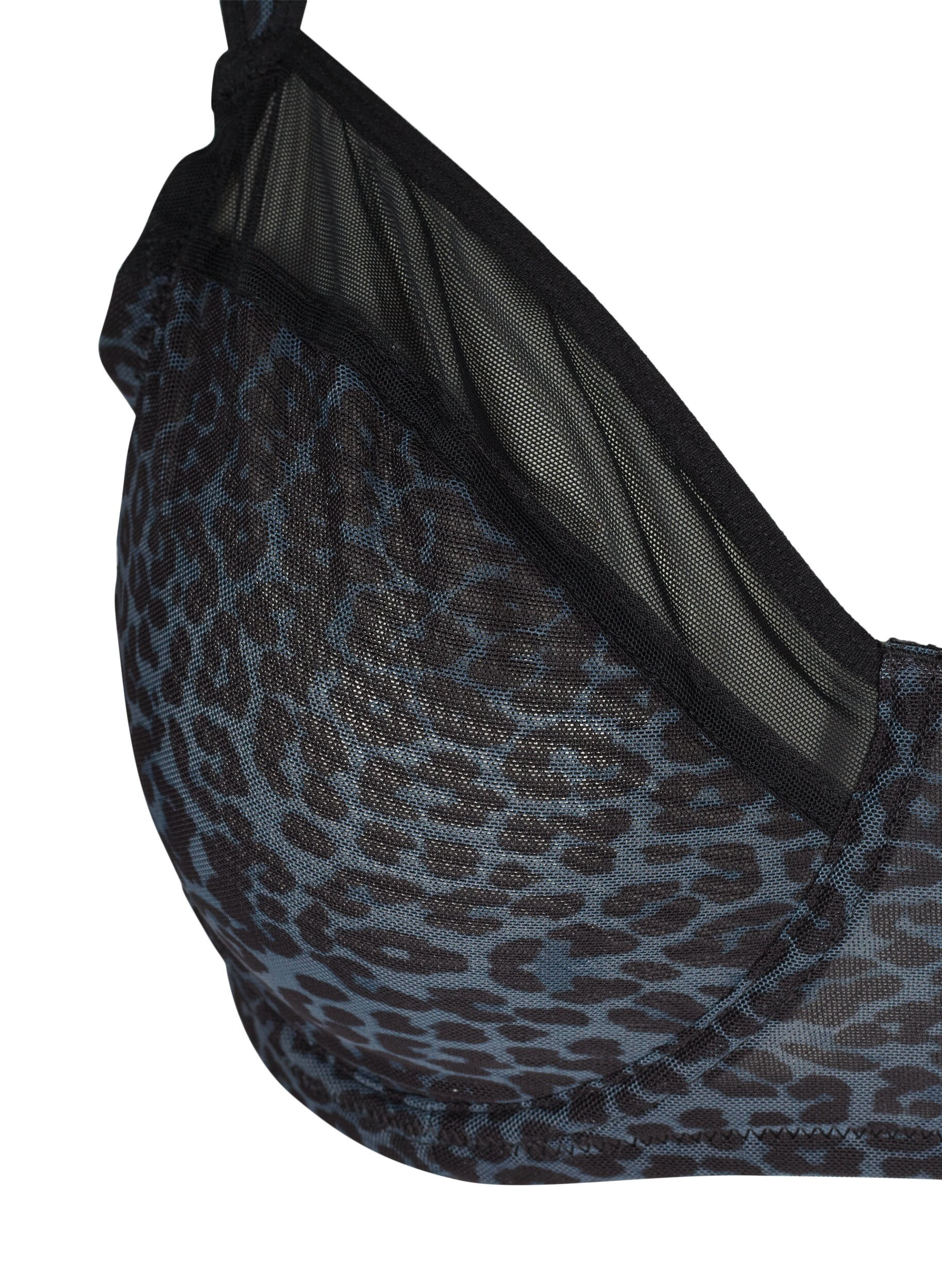 Zizzifashion Bra  with print and mesh, Grey Leopard, Packshot image number 2