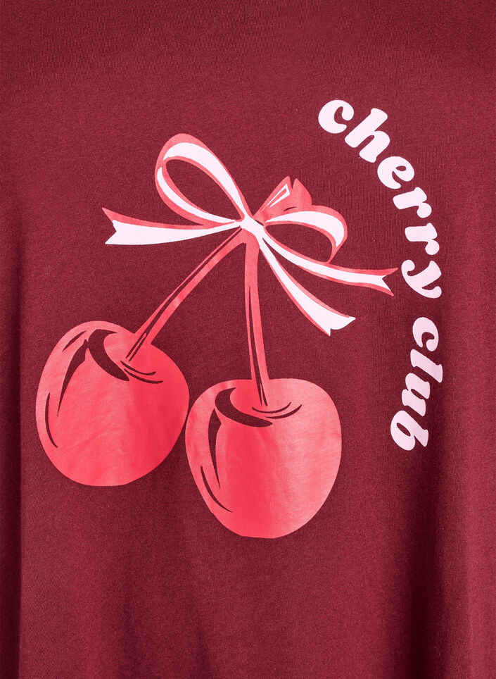Short-sleeved nightgown in organic cotton, Red, Packshot image number 2