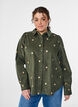 Corduroy shirt with embroidered flowers, Green, Model image number 0