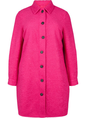 Long shirt jacket in bouclé look, Fuchsia Red, Packshot image number 0