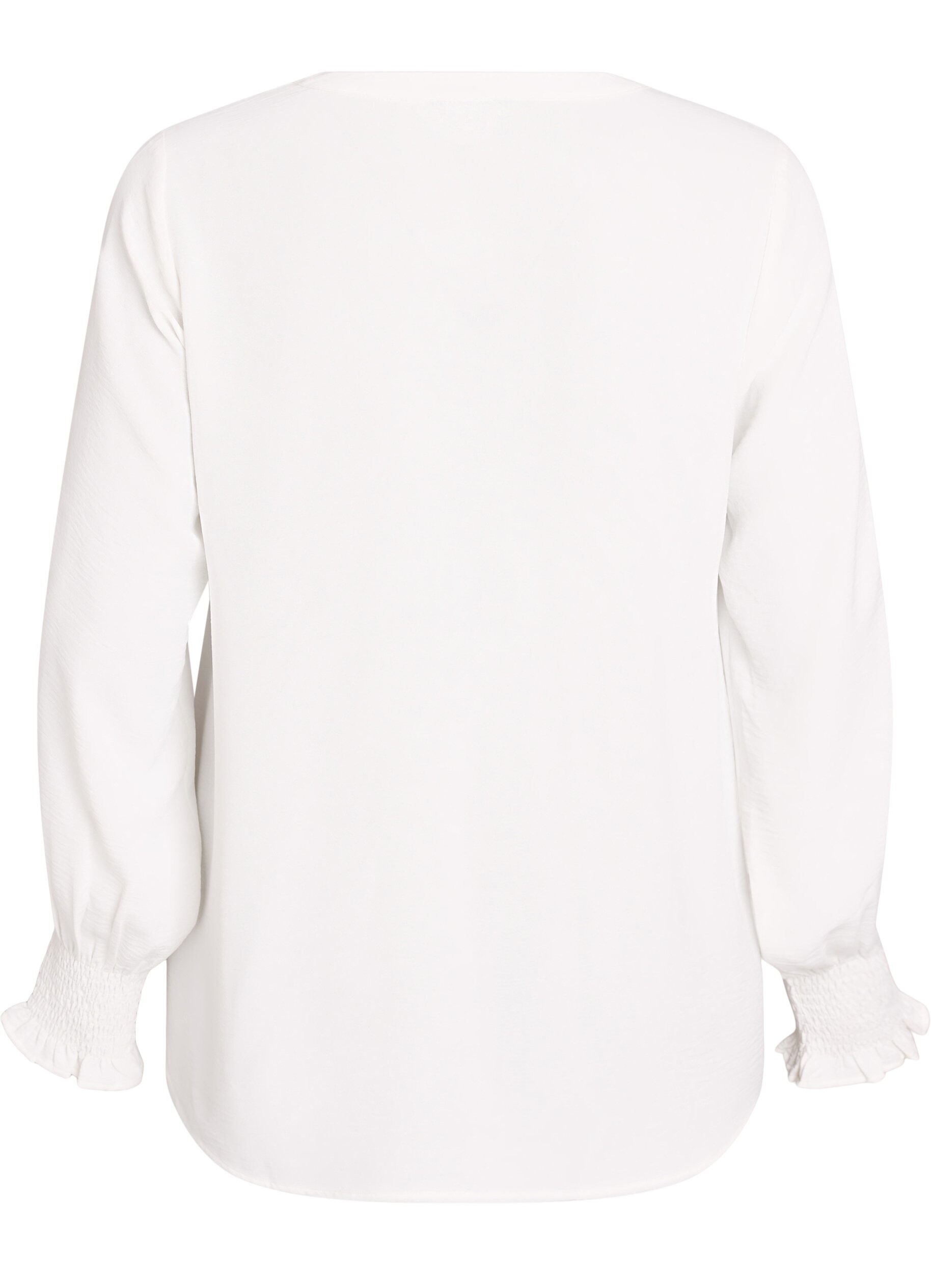 ZizzifashionBlouse with smock cuffs and V-neck, Vanilla, Packshot image number 1