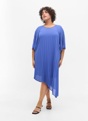 A-line dress with 2/4 sleeves, Dazzling Blue, Model image number 2