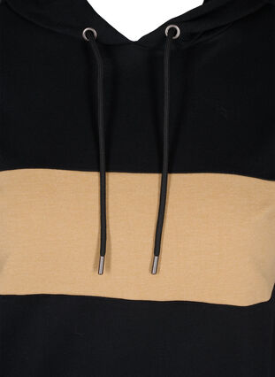 Sweatshirt with hood and track details, Black/Camel, Packshot image number 2
