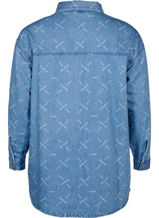 Loose denim jacket with pattern, Light blue denim, Packshot image number 1