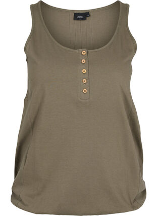 Block coloured cotton top with elastic along the bottom, Dusty Olive, Packshot image number 0
