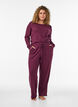 Organic cotton pyjama top with eyelet embroidery, Dark Bordeaux, Model image number 1