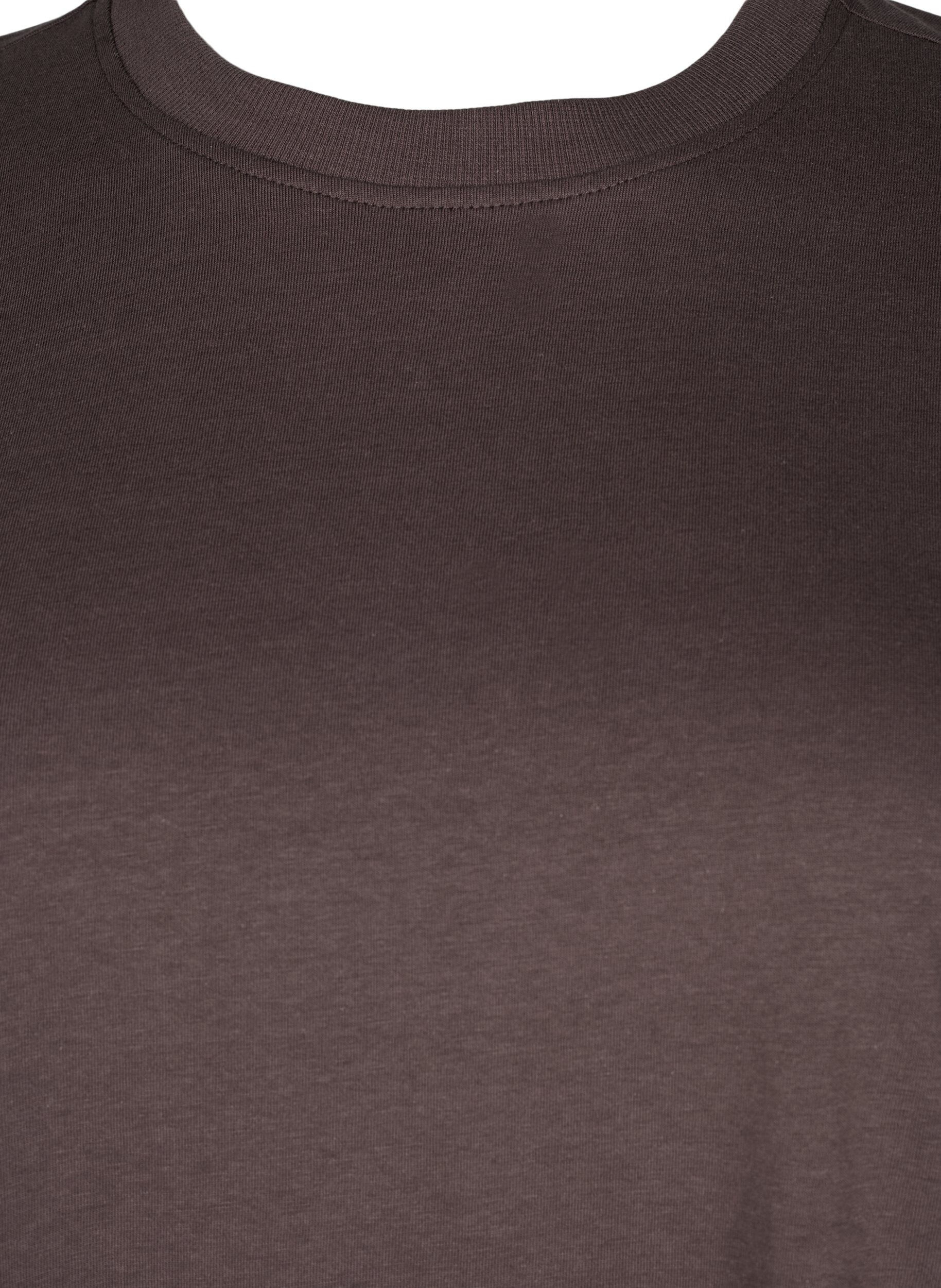 Zizzifashion Basic cotton T-shirt with round neck, Brown, Packshot image number 2