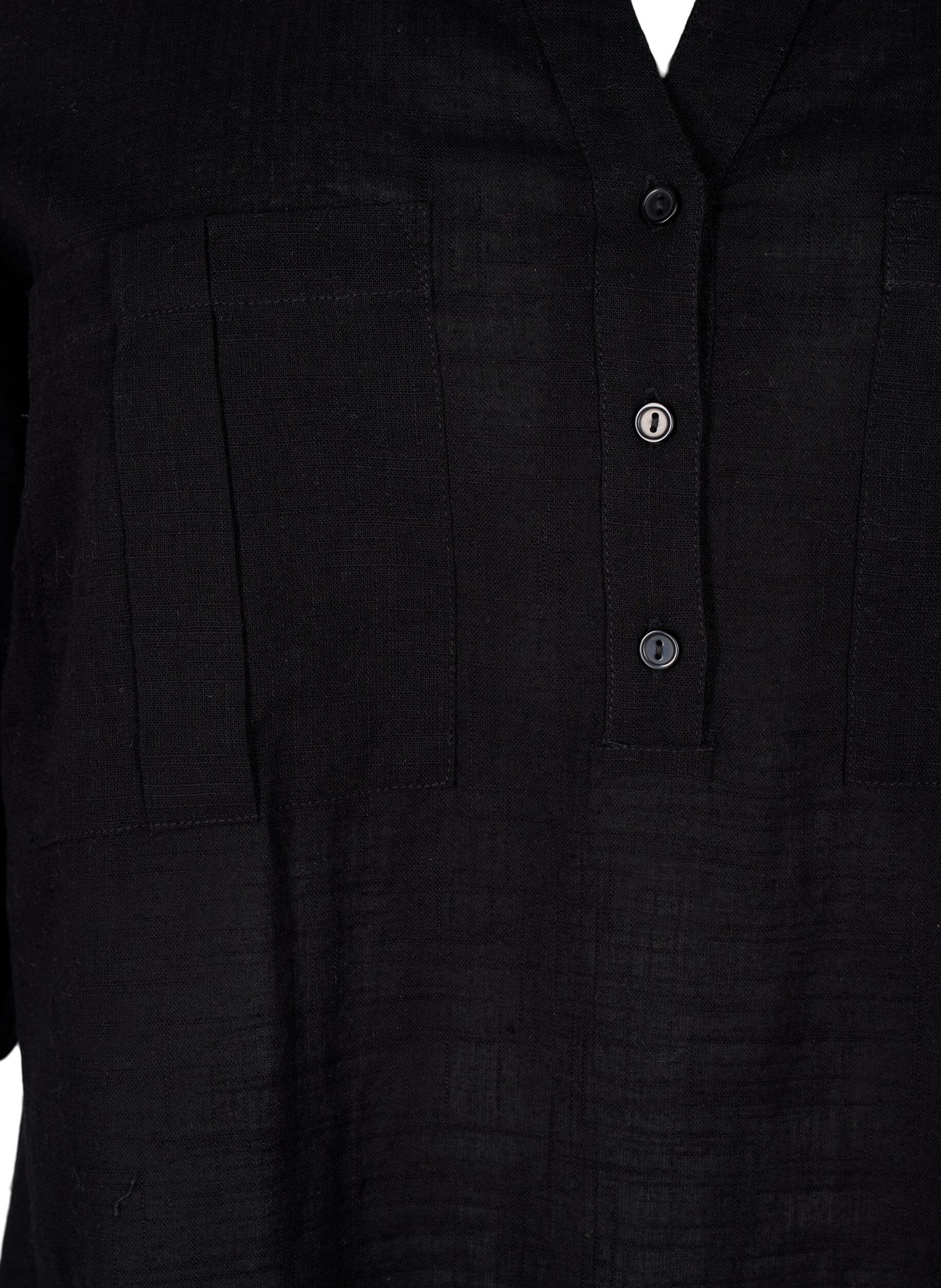 Zizzifashion Cotton tunic with 3/4 sleeves, Black, Packshot image number 2