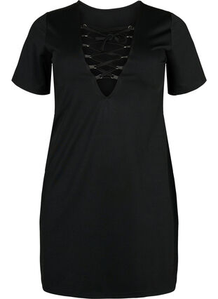 Reversible dress with string detail, Black, Packshot image number 2