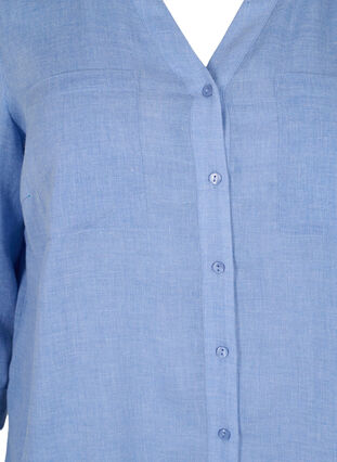 Long shirt with 3/4 sleeves and v-neckline, Ultramarine, Packshot image number 2