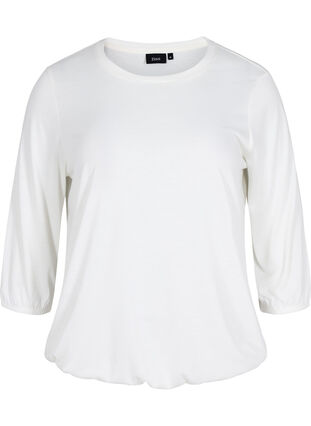 Plain blouse with 3/4 sleeves, White Mel, Packshot image number 0