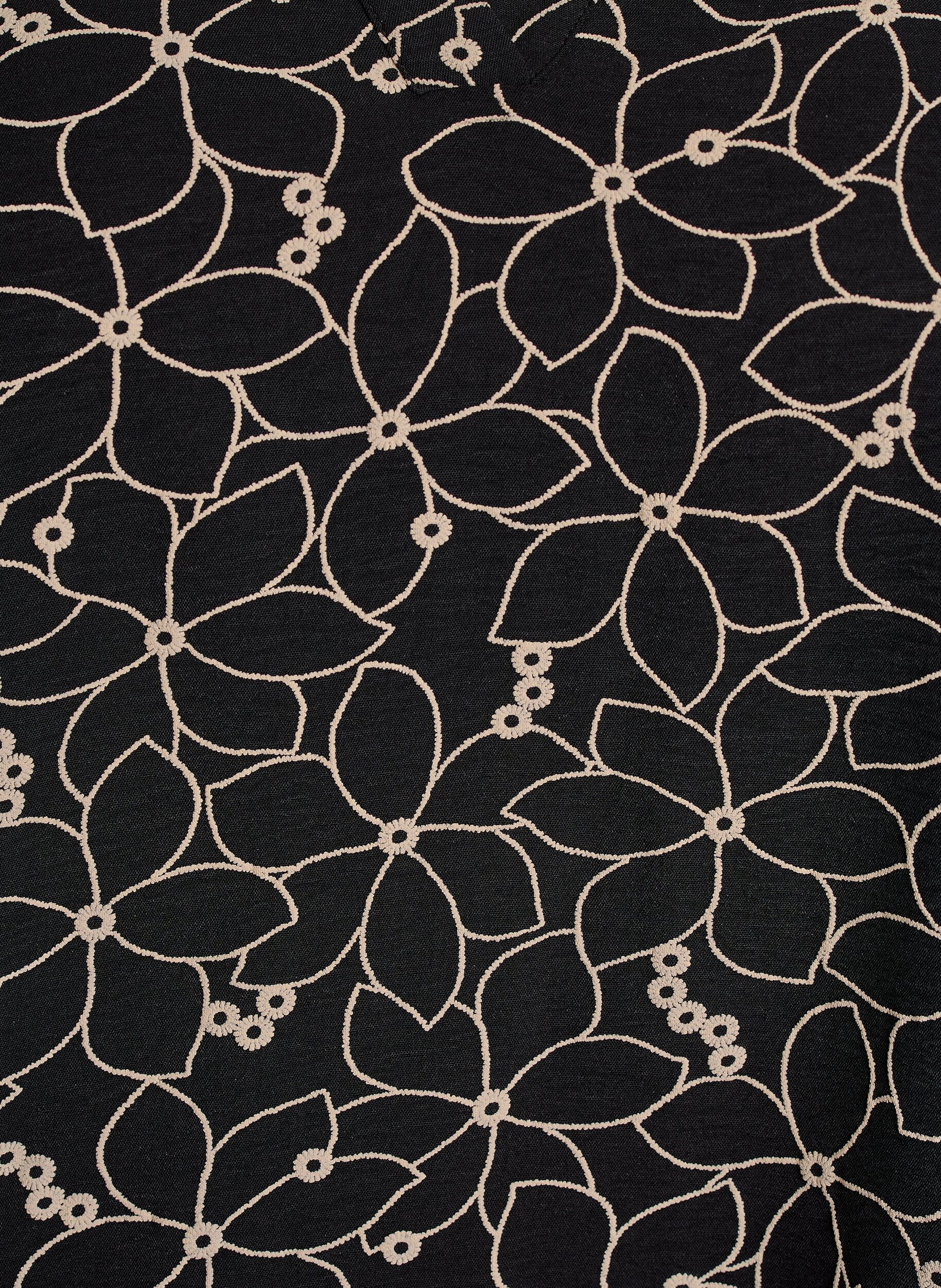 Zizzifashion Long-sleeved blouse with floral embroidery, Black, Packshot image number 2