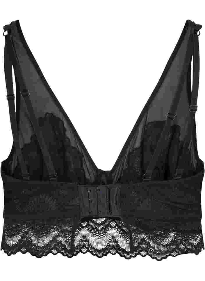 Lace bra with underwire and mesh, Black, Packshot image number 1