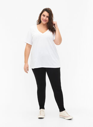 FLASH - 2-pack v-neck t-shirts, White/Black, Model image number 2