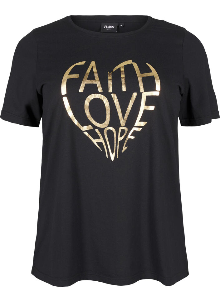 FLASH - T-shirt with motif, Black Gold Faith, Packshot image number 0
