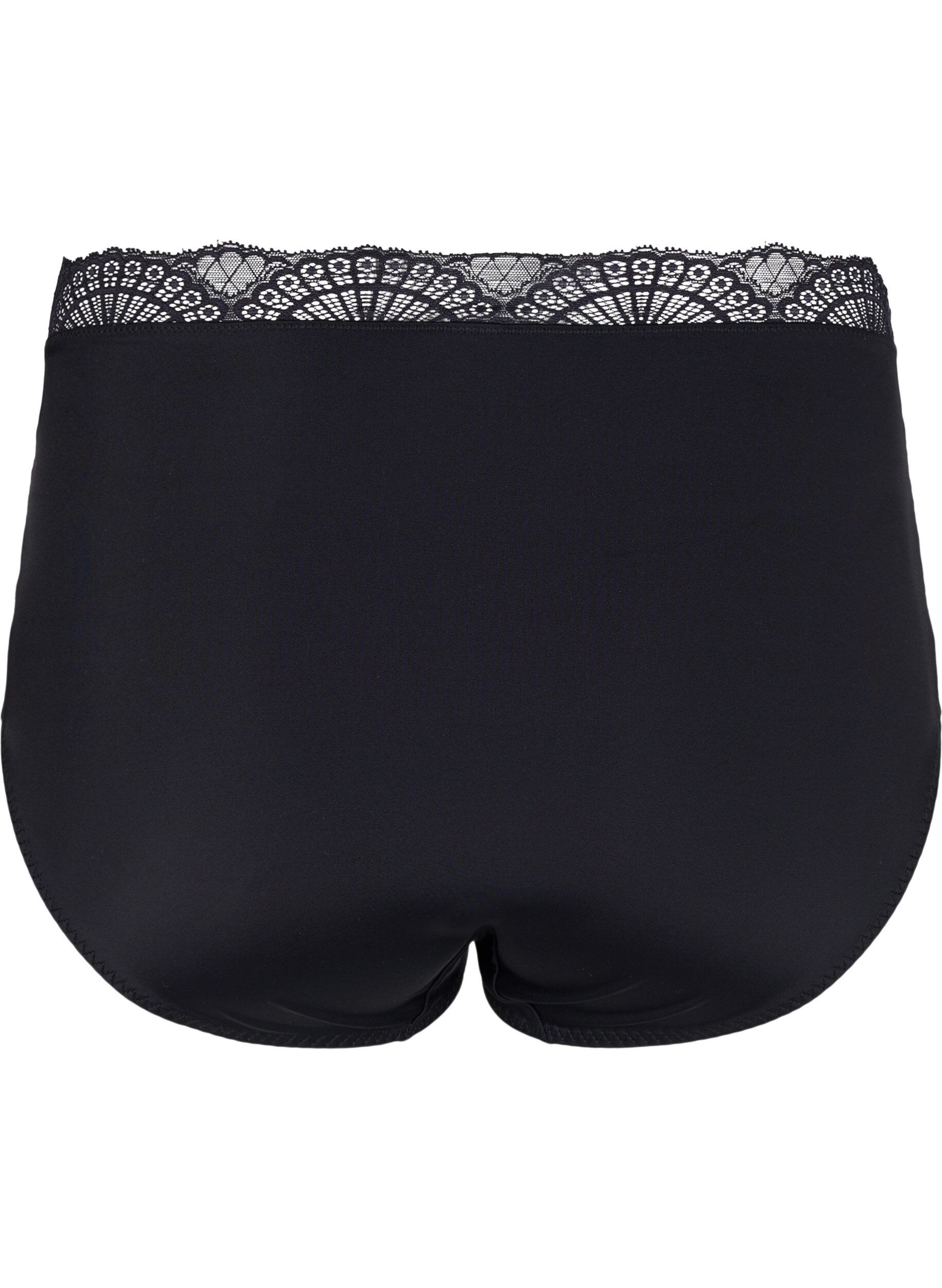 Zizzifashion High waisted tai knickers with laces, Black, Packshot image number 1
