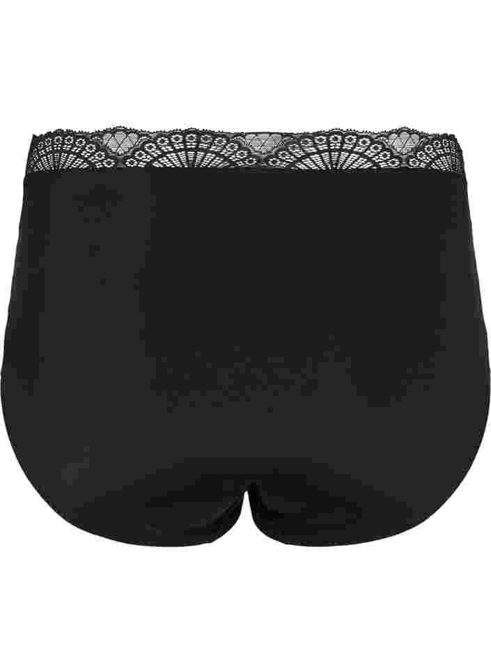High waisted tai knickers with laces, Black, Packshot image number 1