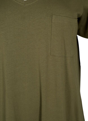 Short sleeve cotton dress with slit, Ivy Green, Packshot image number 2