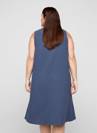 Sleeveless cotton dress with A-line cut, Vintage Indigo, Model image number 1