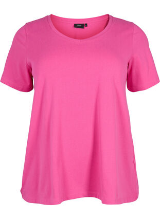 Basic plain cotton t-shirt, Raspberry Rose, Packshot image number 0