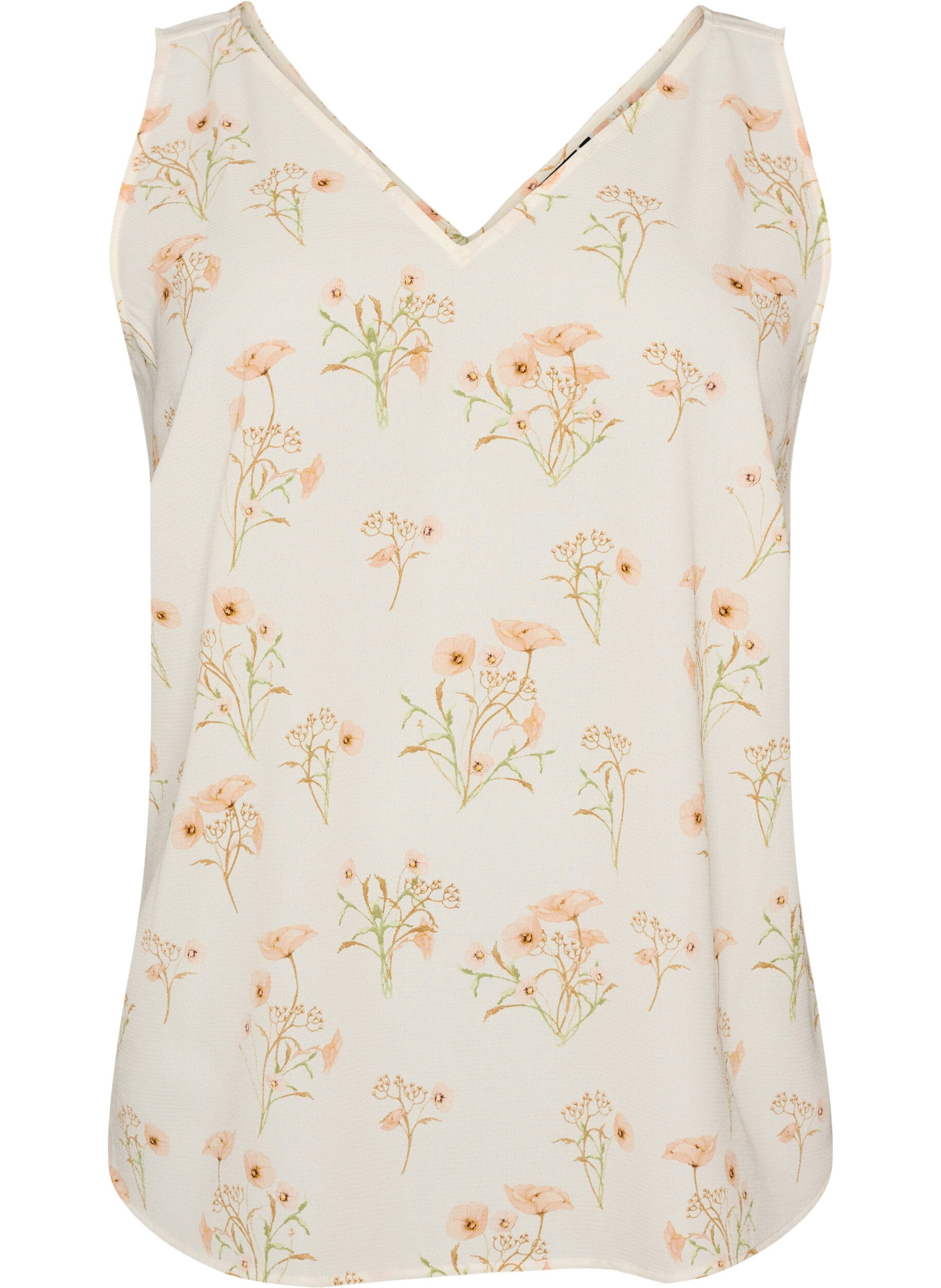 ZizzifashionPrinted top with v-neck, White, Packshot image number 0