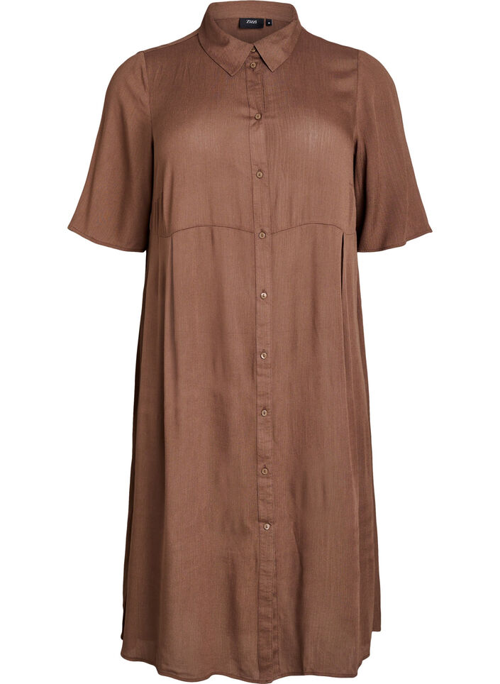 Midi shirt dress with short sleeves, Green, Packshot image number 0