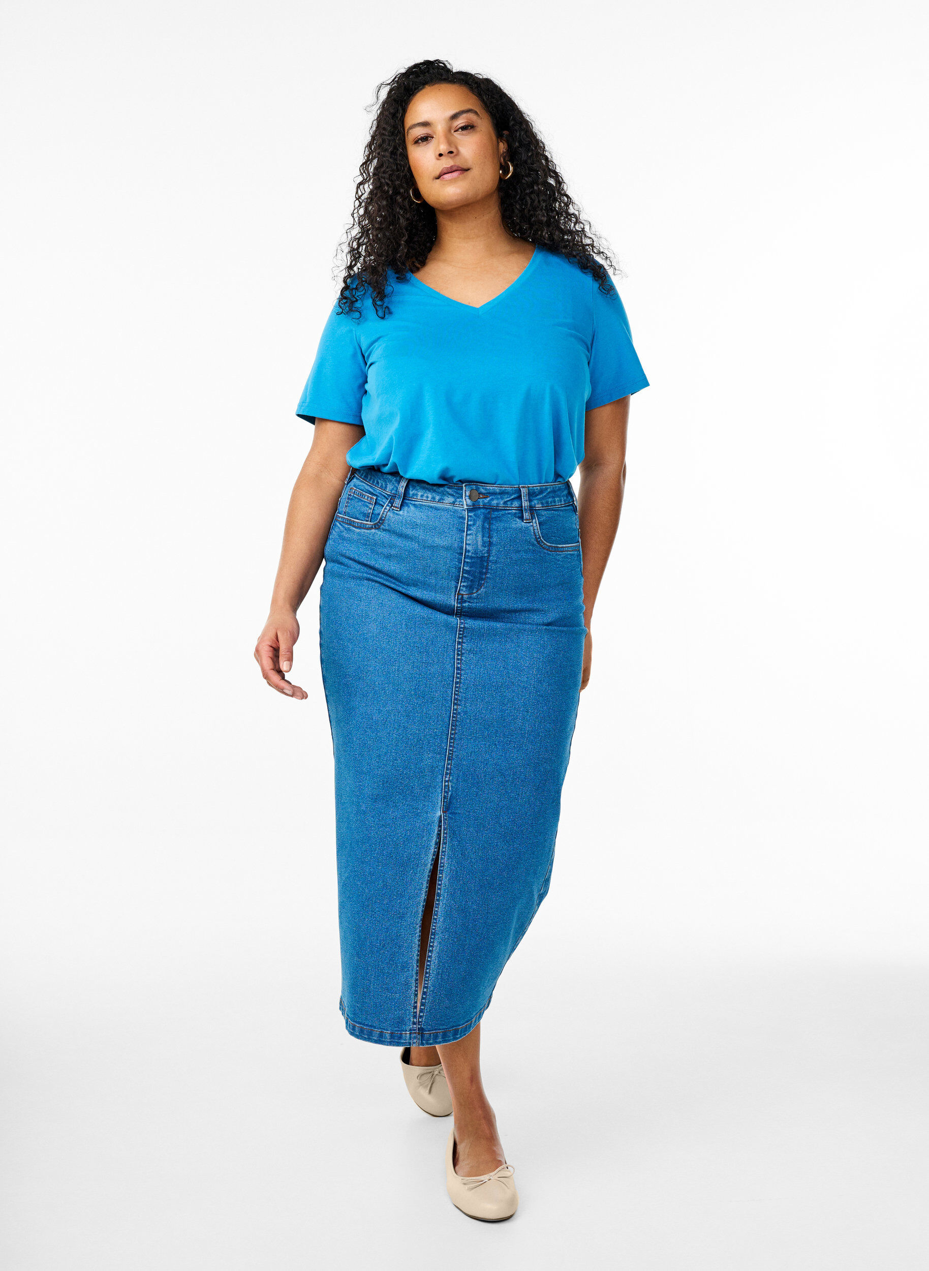 Zizzifashion FLASH - V-neck T-shirt, Blue, Model image number 1