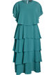 Maxi dress with ruffle layers and detachable cape, Green, Packshot image number 0