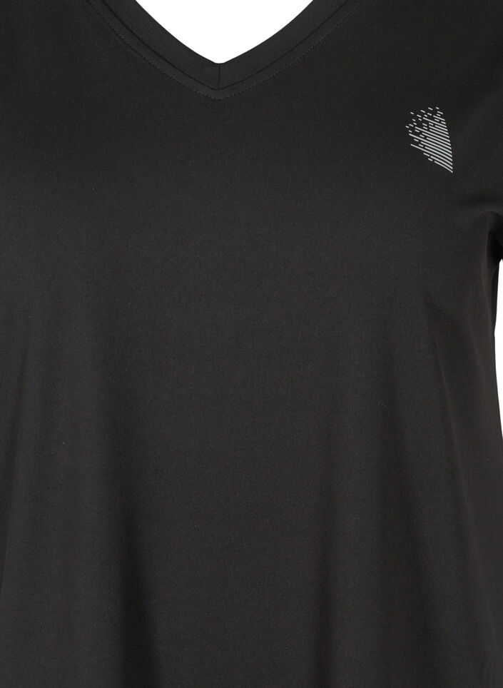 Loose training t-shirt with v-neck, Black, Packshot
