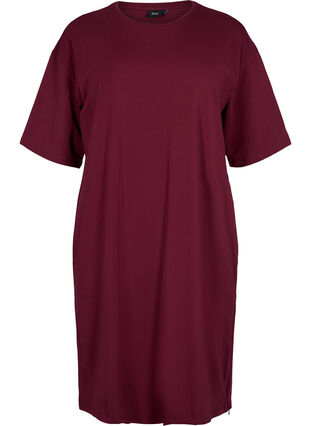 Short-sleeved cotton dress with slits, Port Royal, Packshot image number 0