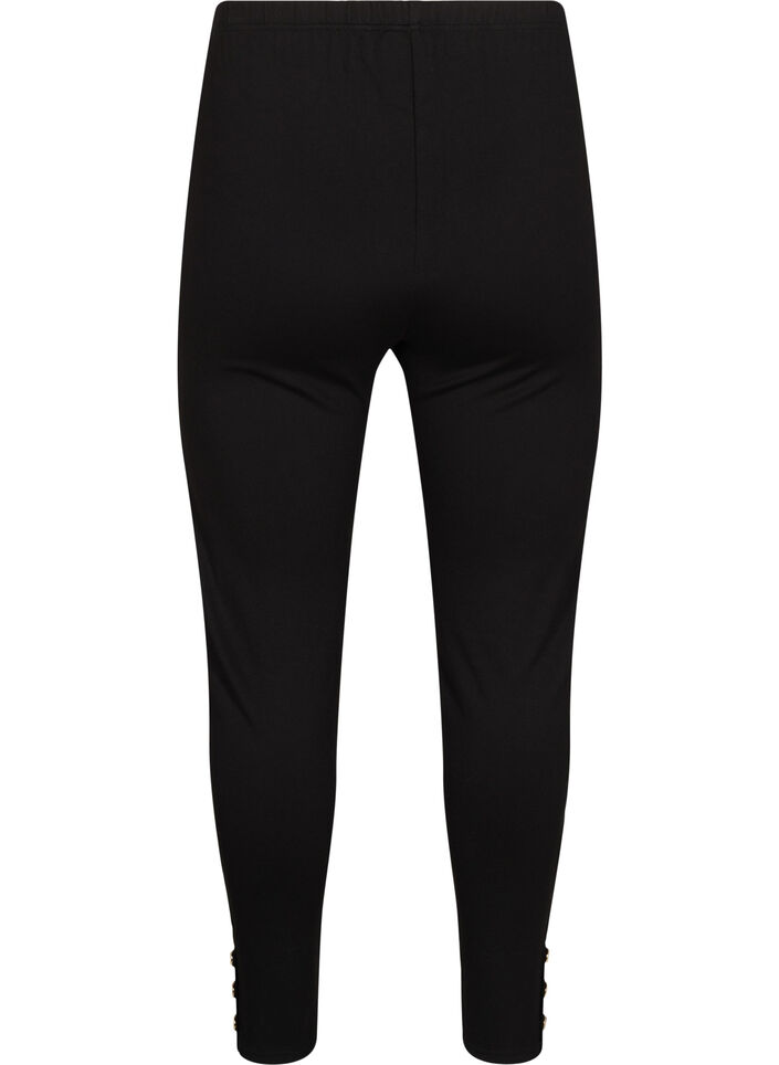 Viscose leggings with button details, Black, Packshot image number 1
