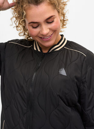 Bomber jacket with pockets and glitter, Black, Model image number 2