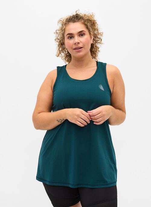 Plain-coloured sports top with round neck