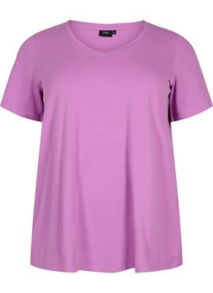 Basic plain cotton t-shirt, Iris Orchid, Packshot image number 0