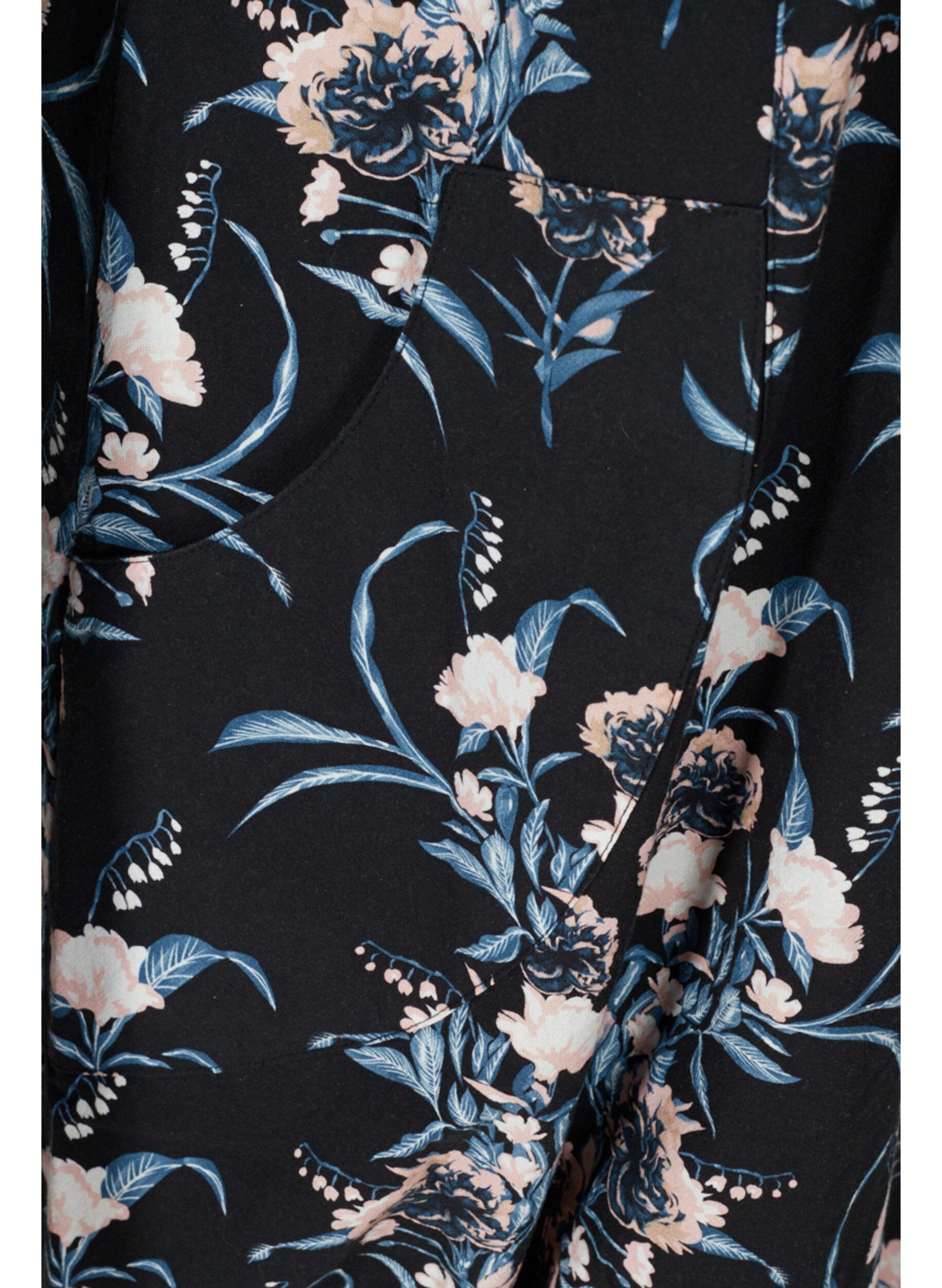 ZizzifashionShort-sleeved, printed cotton dress, Blue, Packshot image number 3