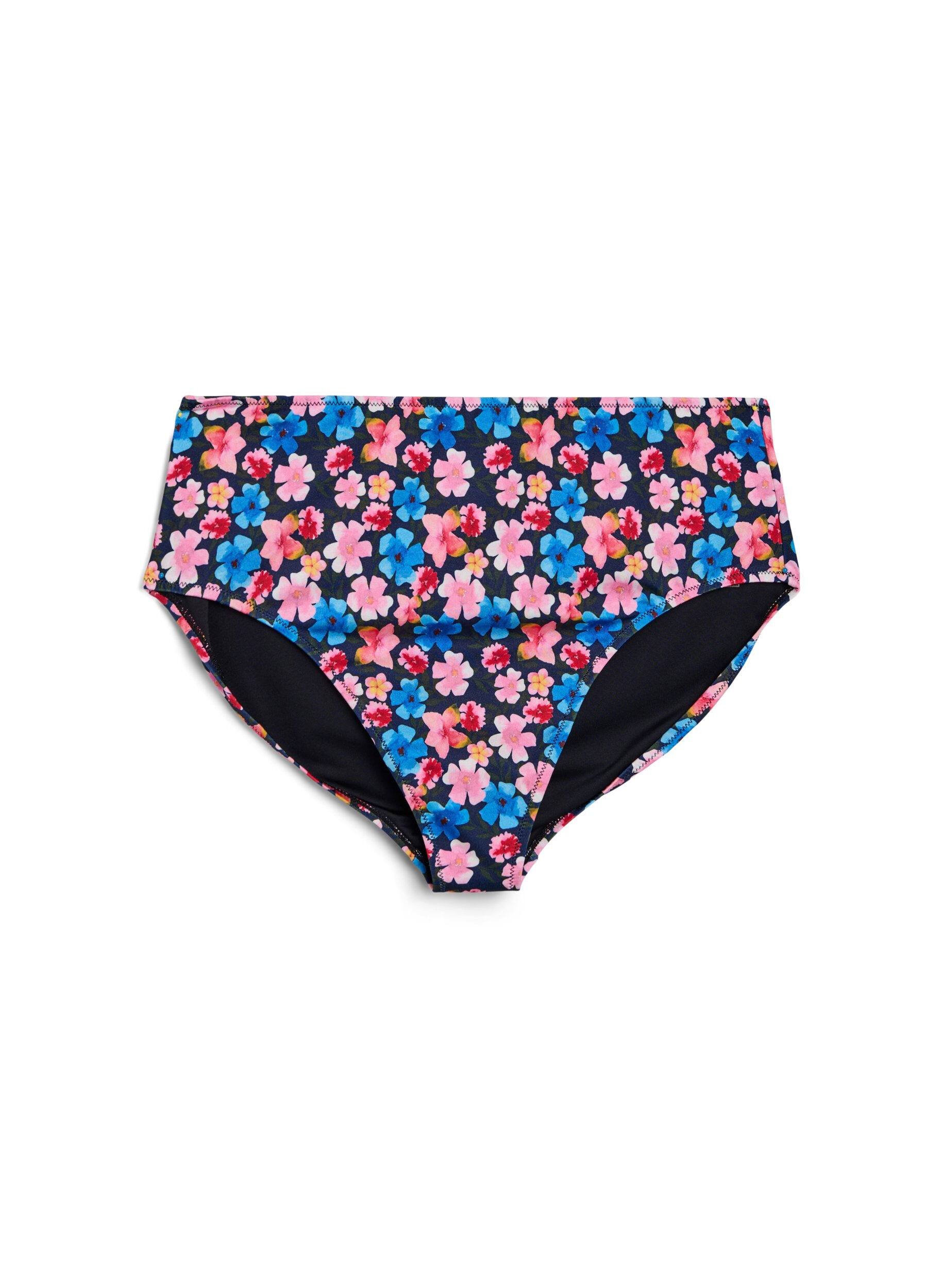 High-waisted floral bikini bottoms
