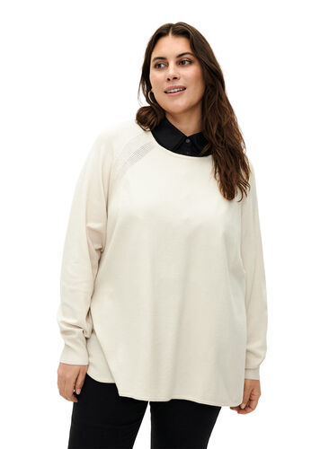 Knitted blouse with Raglan sleeves, Birch Mel., Model image number 0